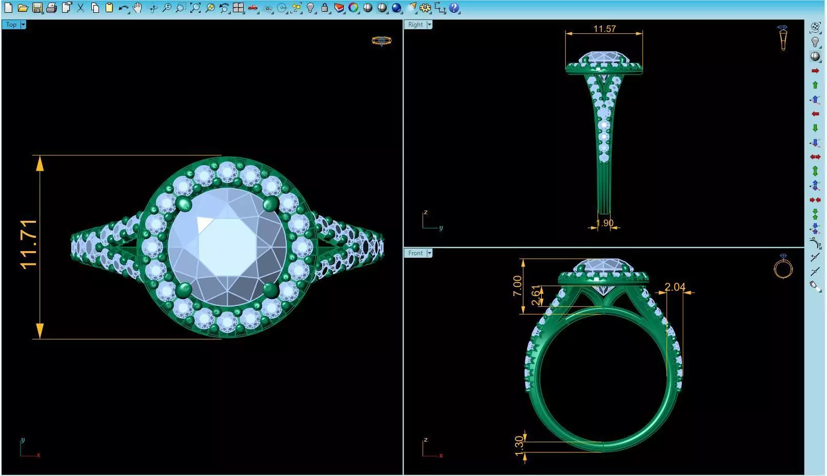 Round diamond halo engagement ring 3D print model_22