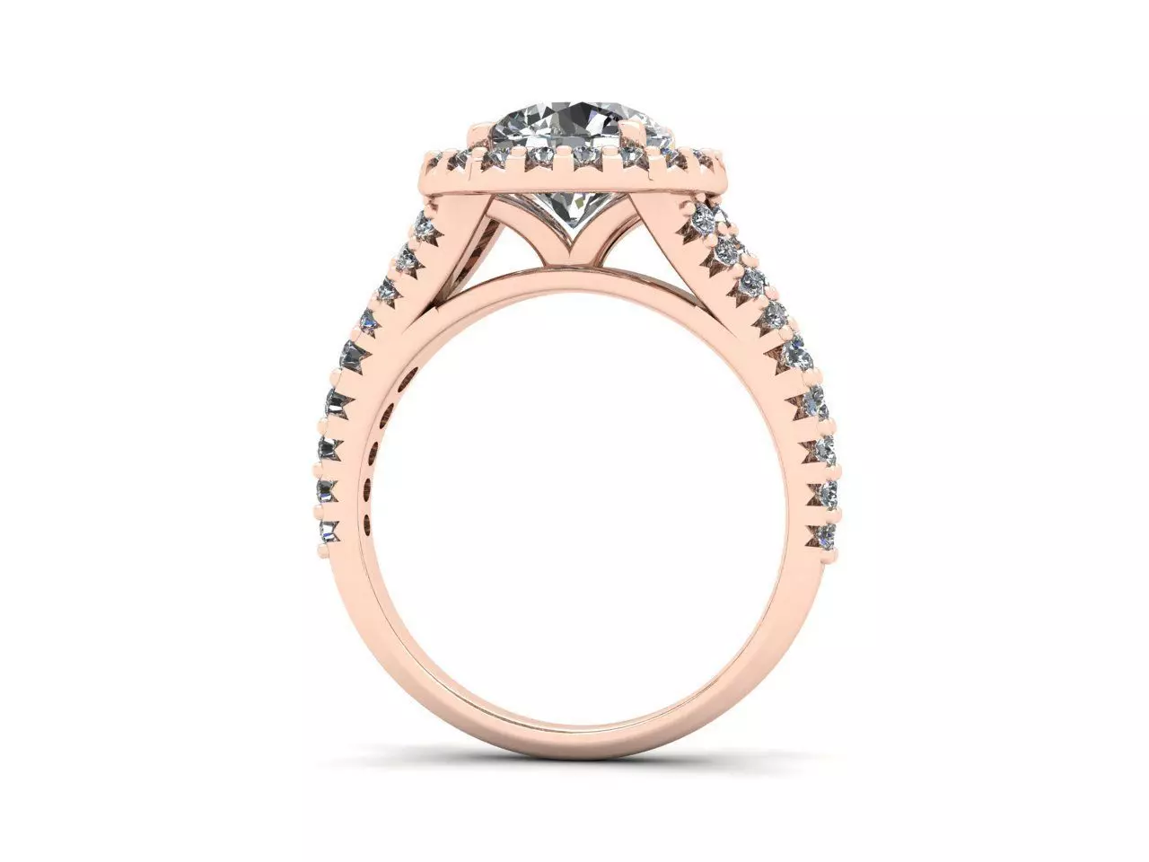 Round diamond halo engagement ring 3D print model_2