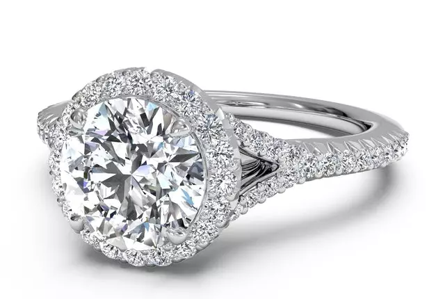 Round diamond halo engagement ring 3D print model_12