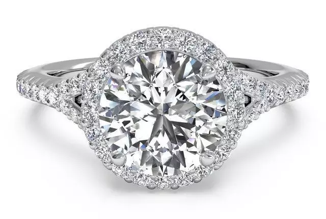 Round diamond halo engagement ring 3D print model_0