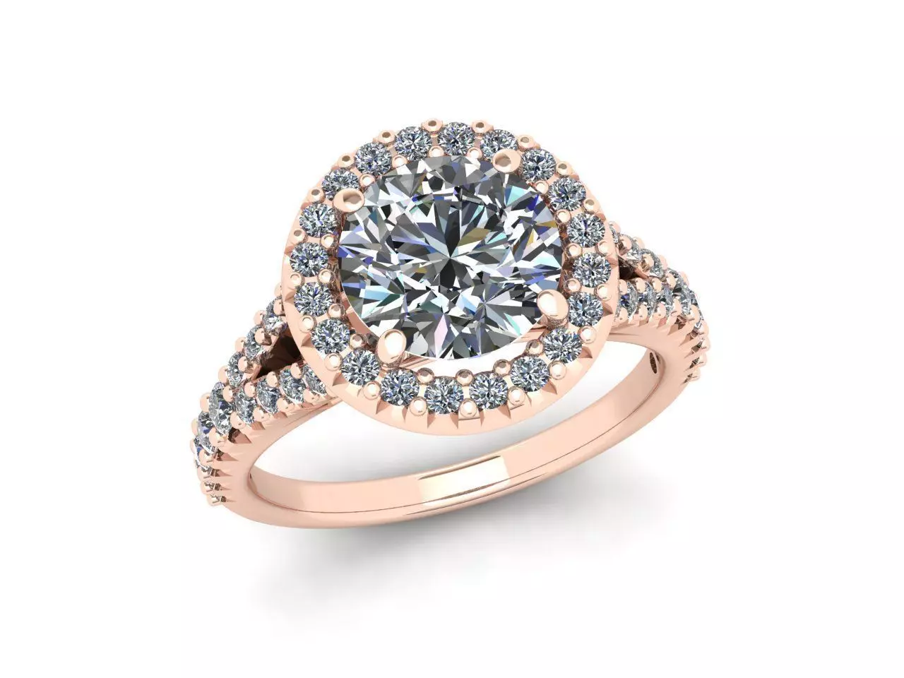 Round diamond halo engagement ring 3D print model_16