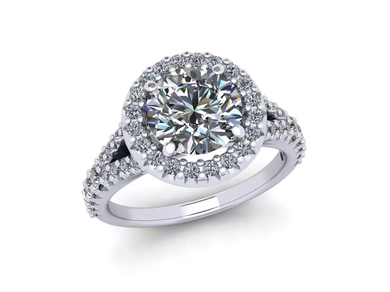 Round diamond halo engagement ring 3D print model_5