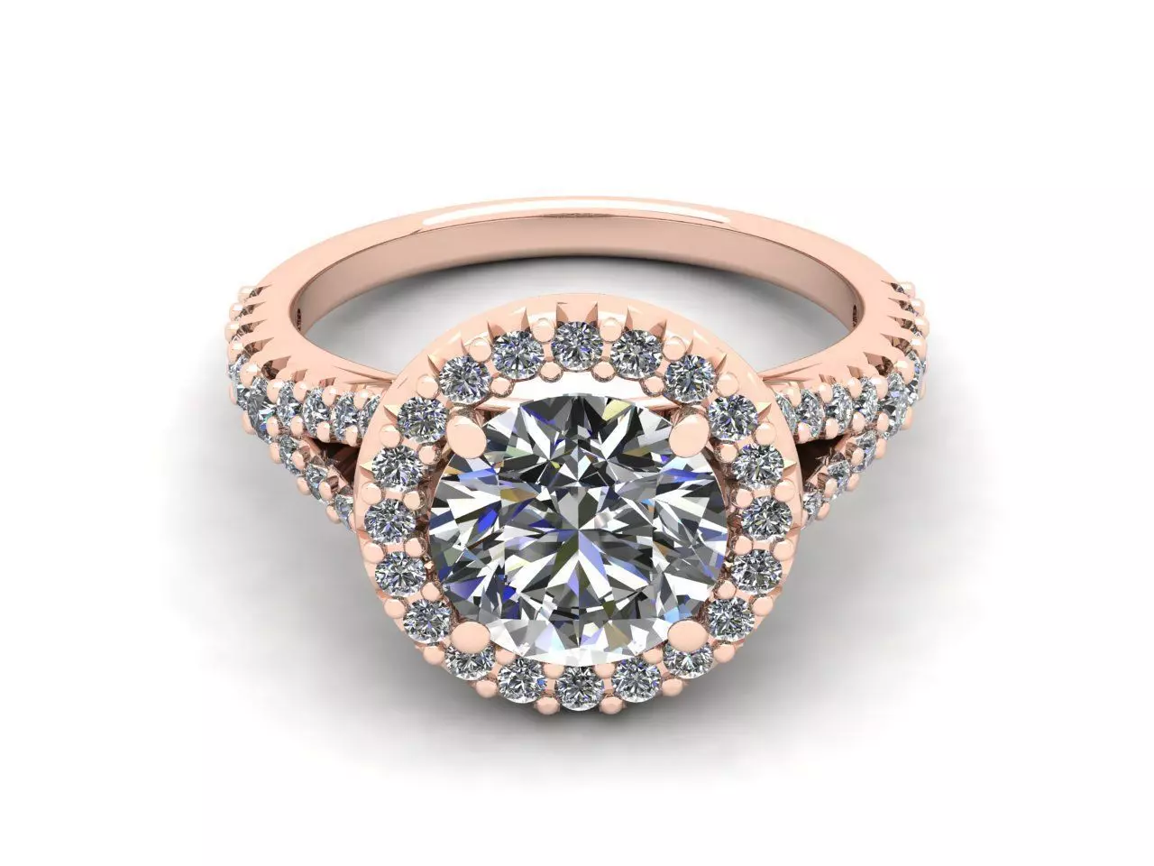 Round diamond halo engagement ring 3D print model_14