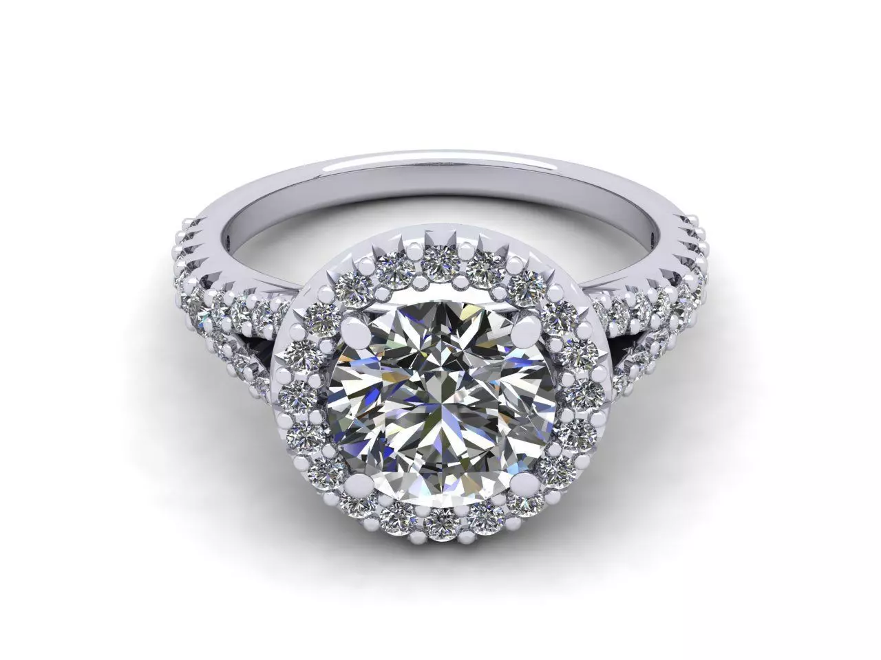 Round diamond halo engagement ring 3D print model_19