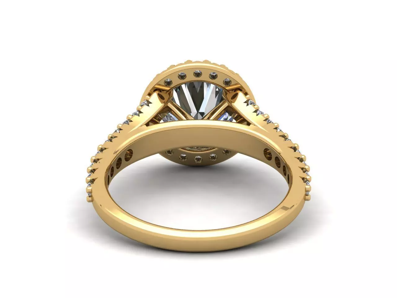 Round diamond halo engagement ring 3D print model_9