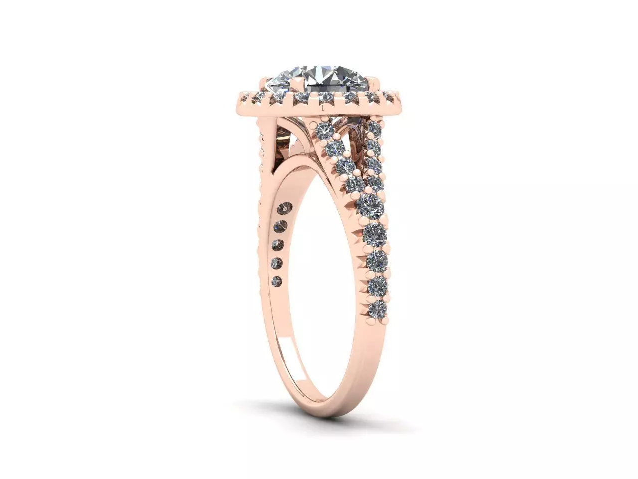 Round diamond halo engagement ring 3D print model_11