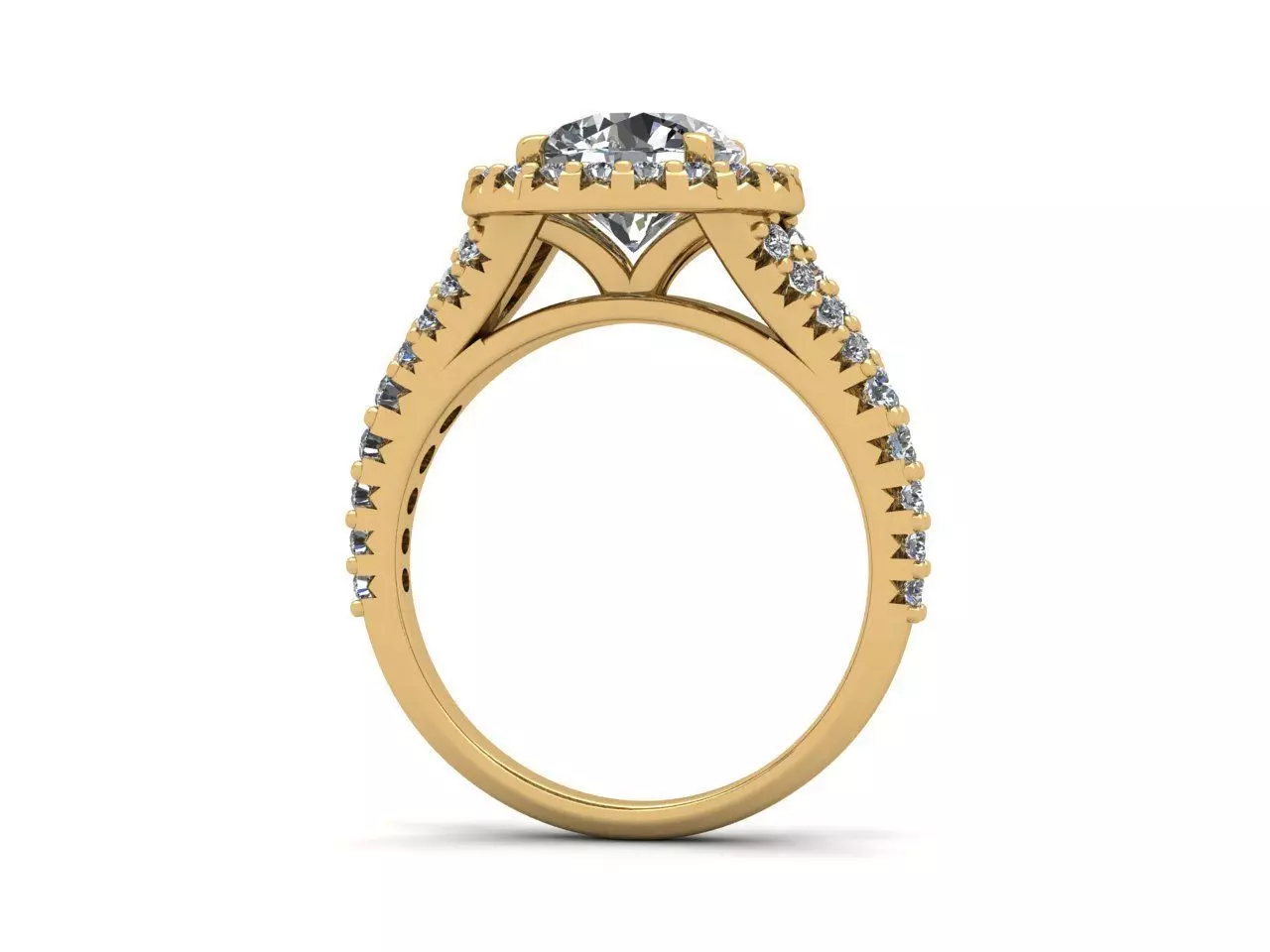 Round diamond halo engagement ring 3D print model_6