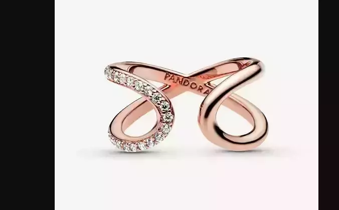 Rose Gold Alloy Curved Open Infinity Ring 