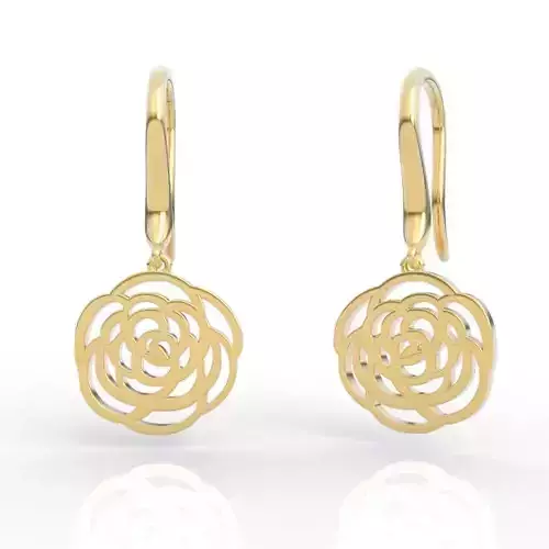 Stunning Floral Cutout Gold Earrings 3D print model