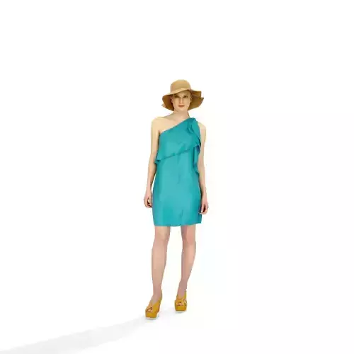 Standing Woman With Blue Dress - CWom0328-HD2-O01P01-S 