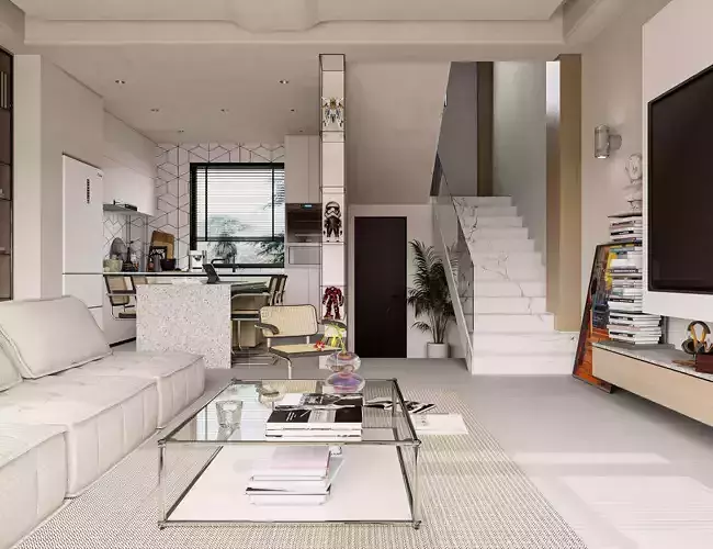 Modern living room dining room interior scenes 522