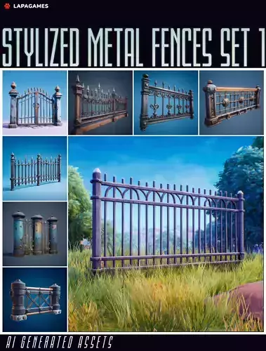 Stylized Metal Fences Set 1