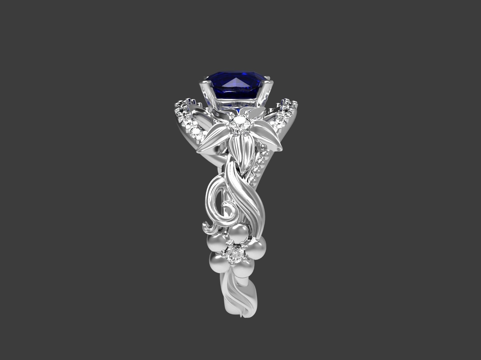 Beautiful soliraire ring 3D print model_6