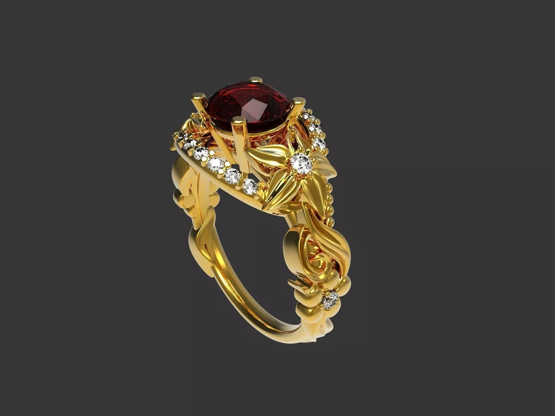Beautiful soliraire ring 3D print model_0