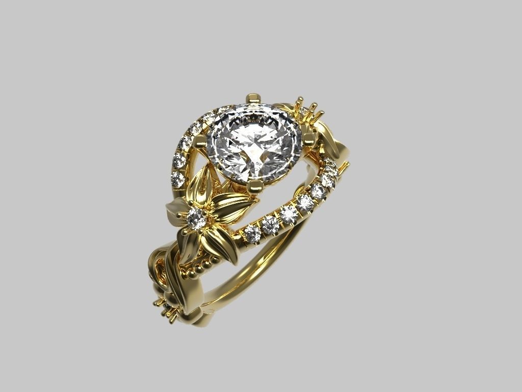 Beautiful soliraire ring 3D print model_4