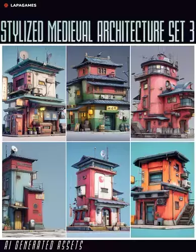 Stylized Medieval Architecture Set 3