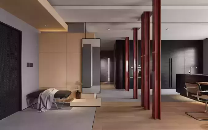 Modern living room dining room interior scenes 525