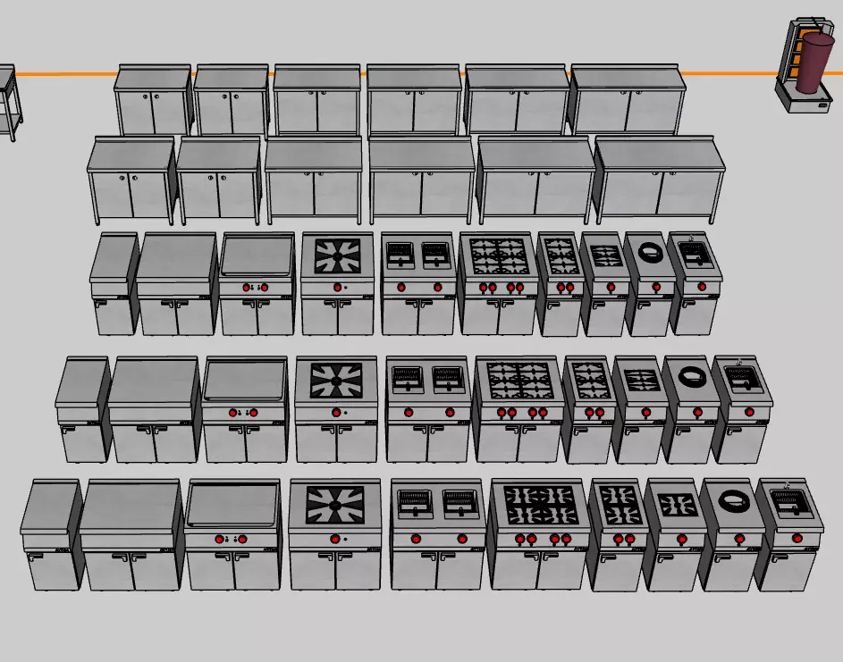Industrial Kitchen And Open Buffet Libary 3D model_3
