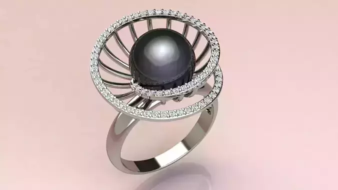 Ring with pearls and diamonds