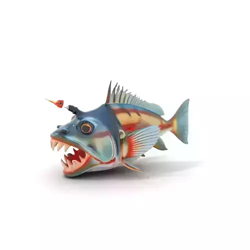 Colorful Anglerfish model pack Low-poly 3D model
