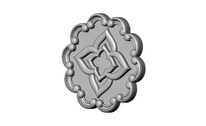 Round scroll eternity ornamental star rosette relief 3D print model