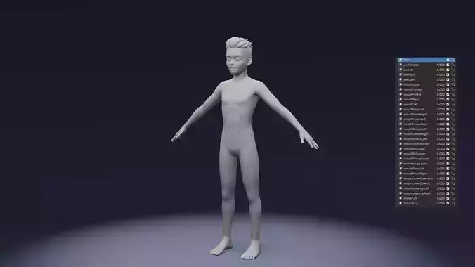 Stylized Boy Body Base Mesh IK FK Face Rig Game Animation Ready Low-poly 3D model