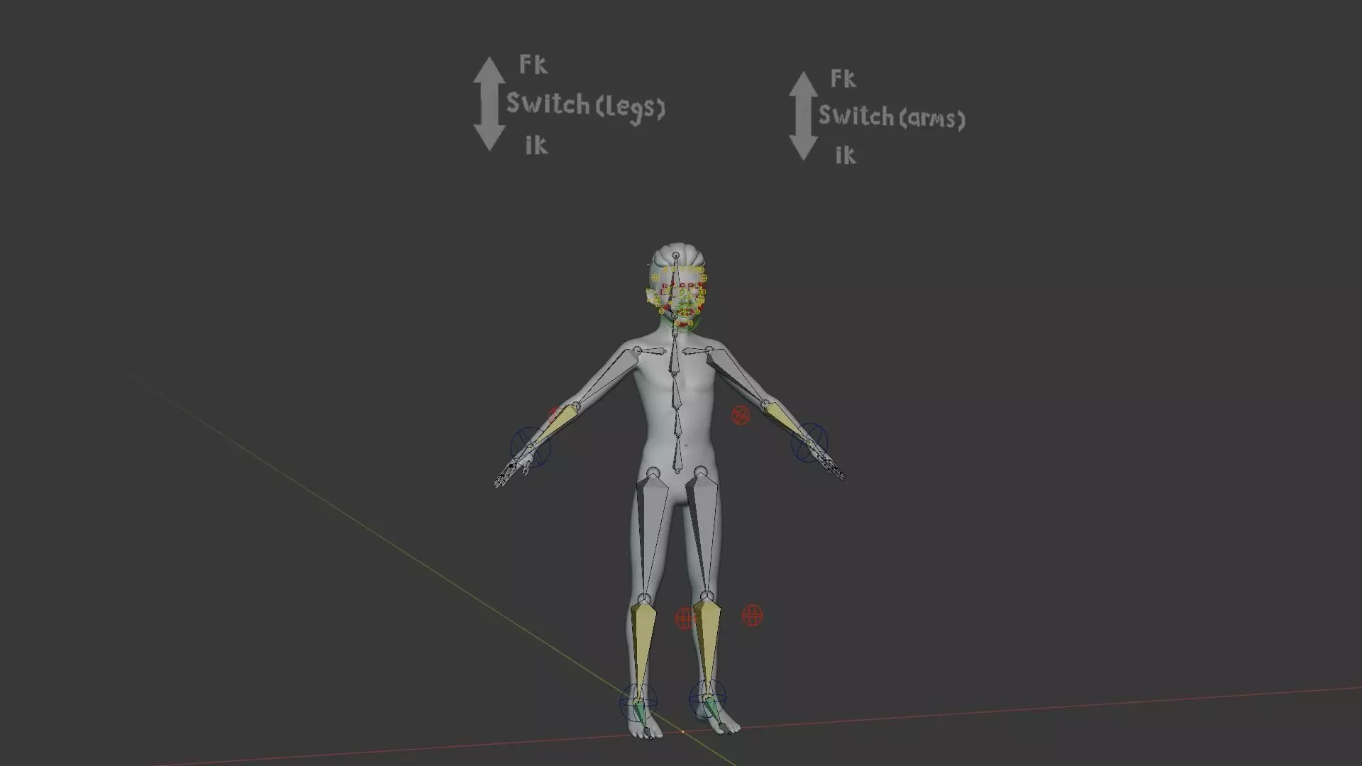 Stylized Boy Body Base Mesh IK FK Face Rig Game Animation Ready Low-poly 3D model_23