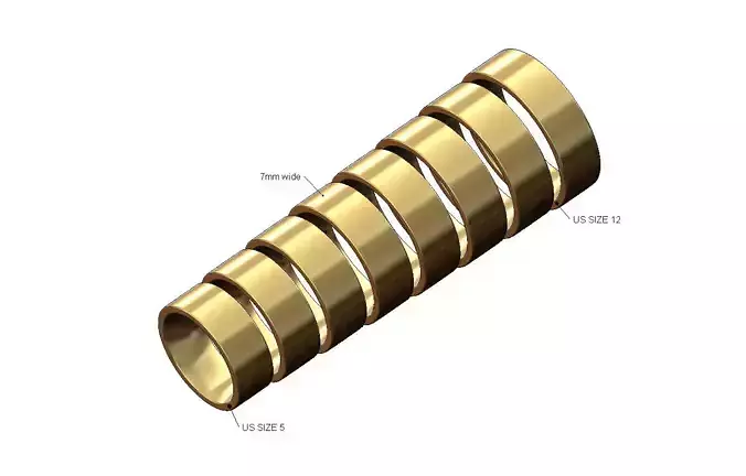 7mm wide flat comfort fit wedding band US sizes 5to12 3D print model