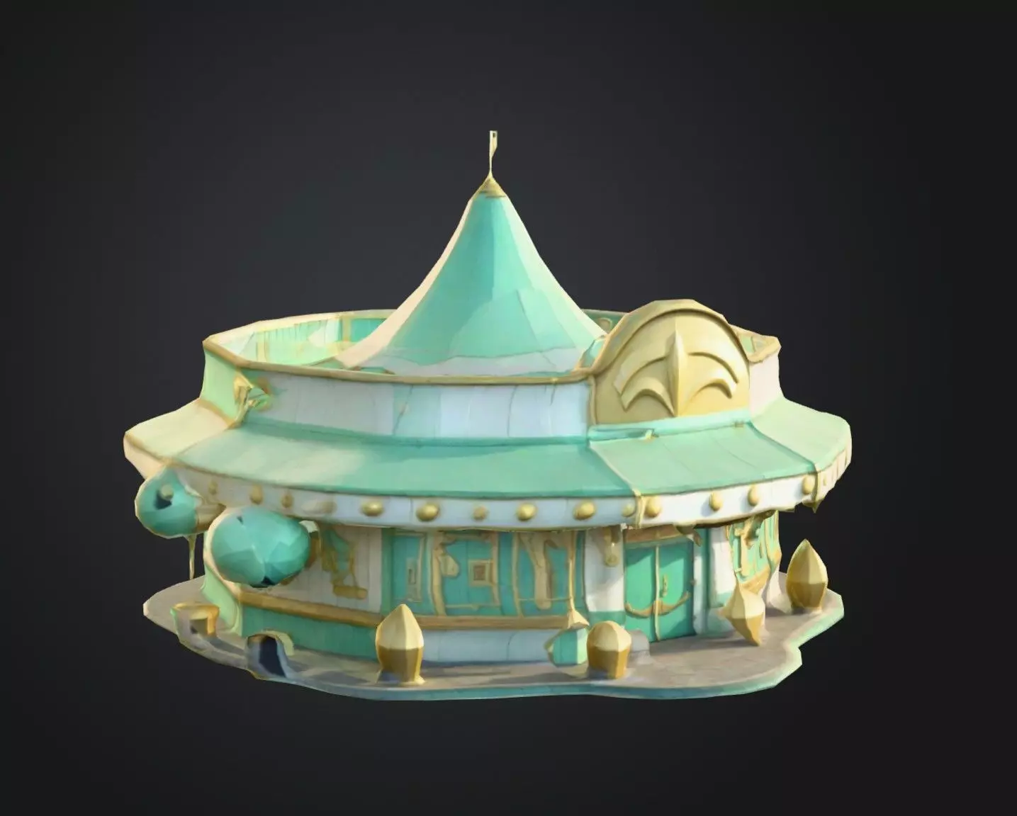 Stylized Carnival Cafe 3D Model Low Poly Festival Asset Low-poly 3D model_1