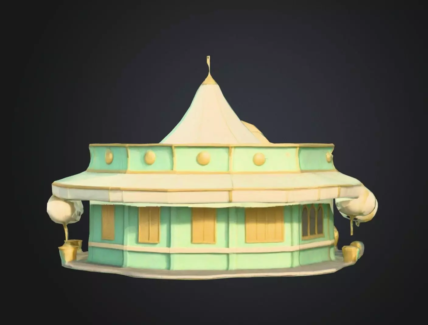 Stylized Carnival Cafe 3D Model Low Poly Festival Asset Low-poly 3D model_3