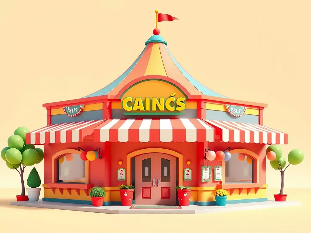 Stylized Carnival Cafe 3D Model Low Poly Festival Asset Low-poly 3D model_0