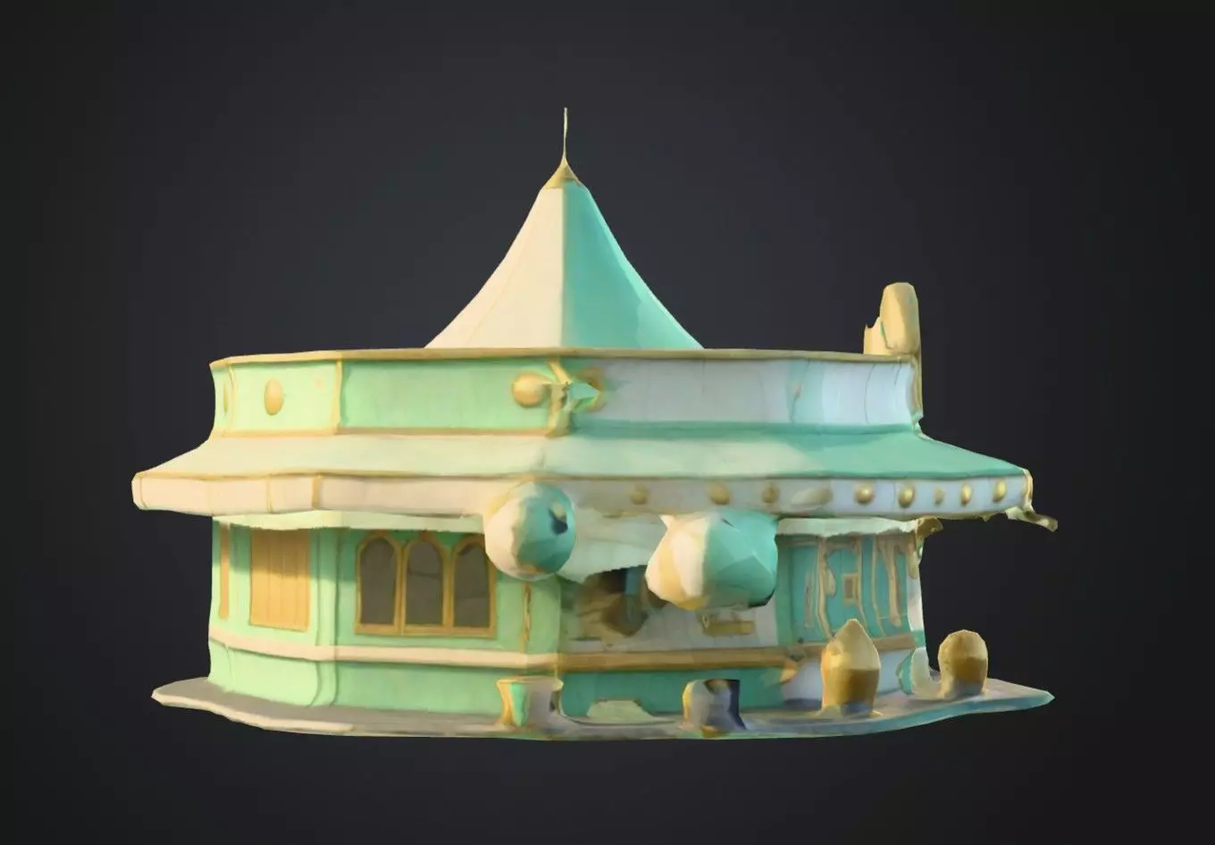Stylized Carnival Cafe 3D Model Low Poly Festival Asset Low-poly 3D model_2