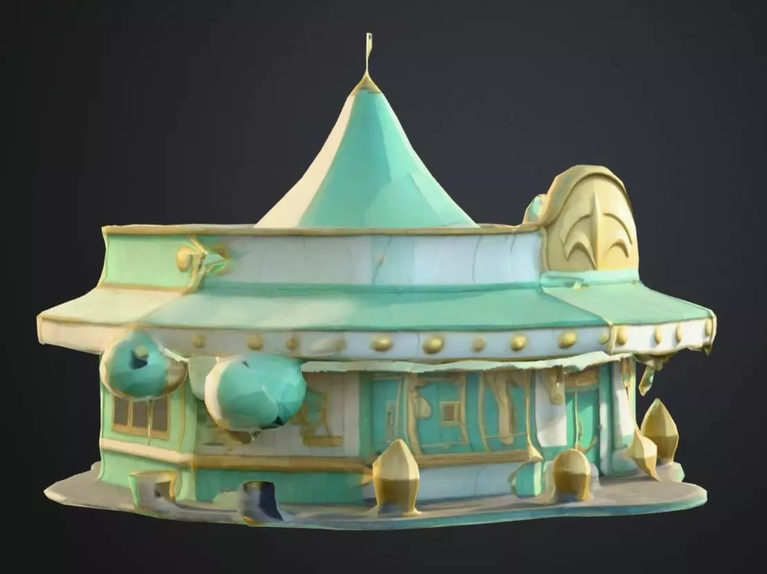 Stylized Carnival Cafe 3D Model Low Poly Festival Asset Low-poly 3D model_5