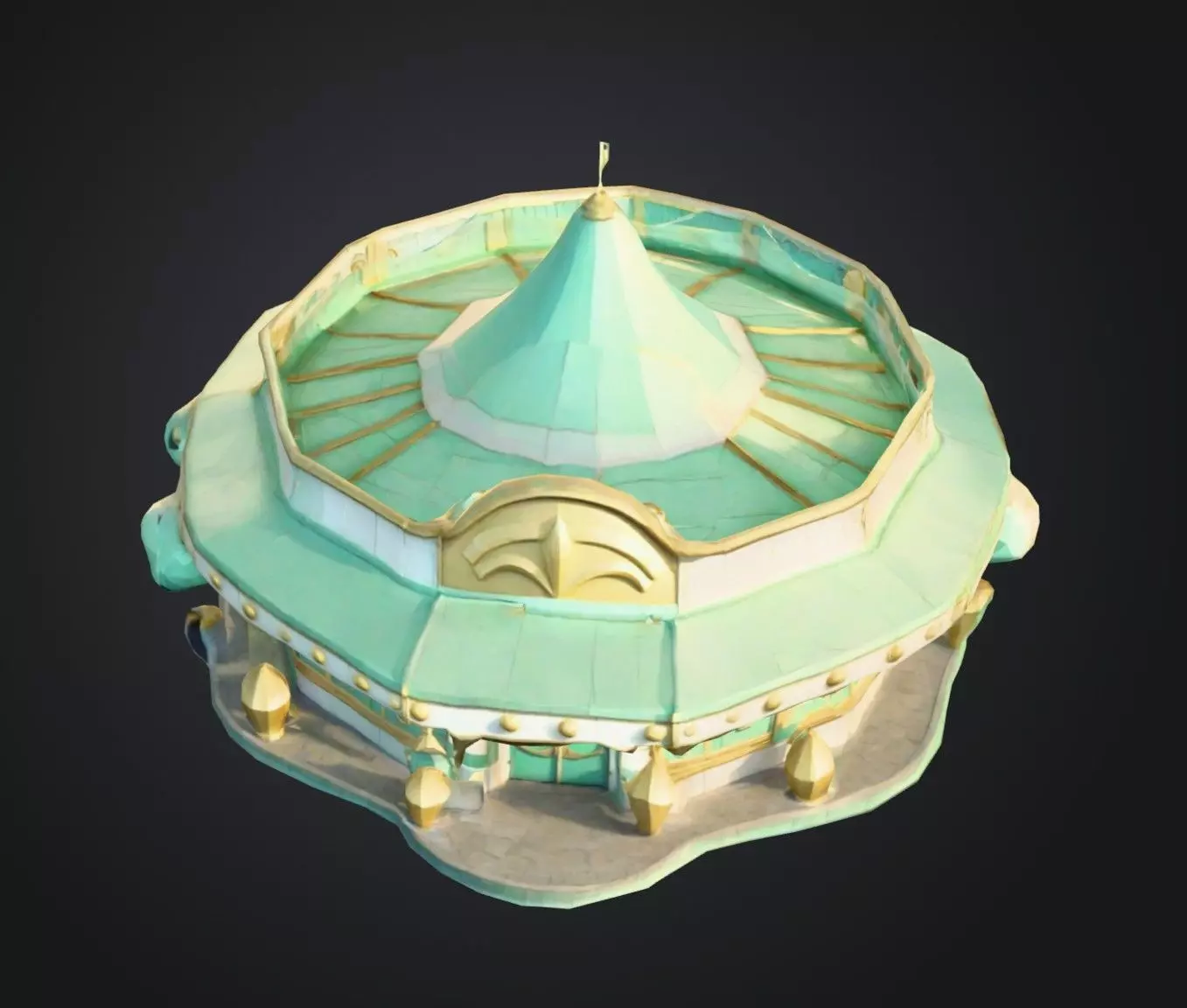 Stylized Carnival Cafe 3D Model Low Poly Festival Asset Low-poly 3D model_4
