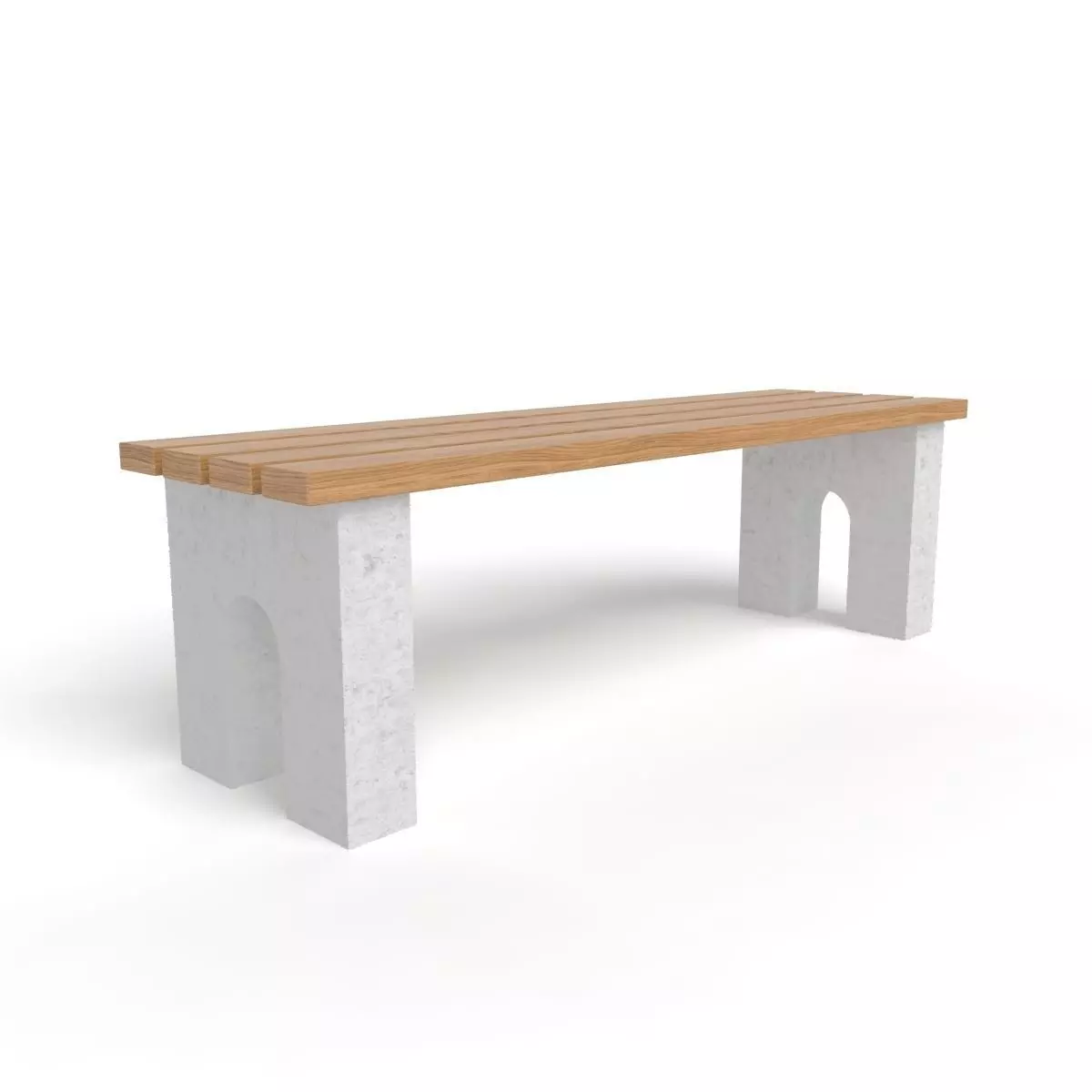 Bench with arc concrete legs 3D model_0