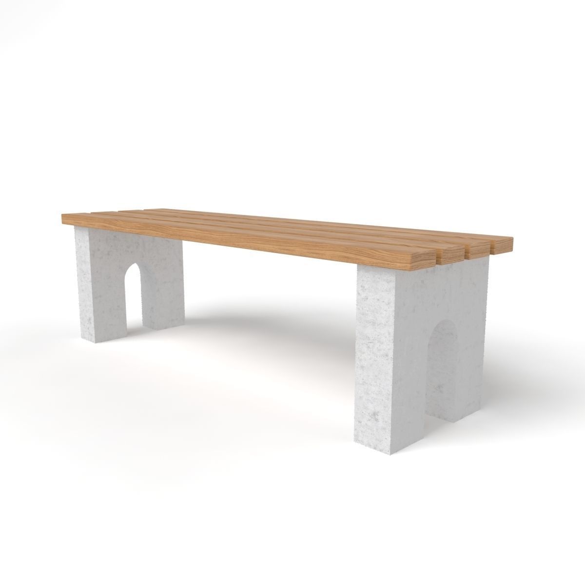 Bench with arc concrete legs 3D model_1