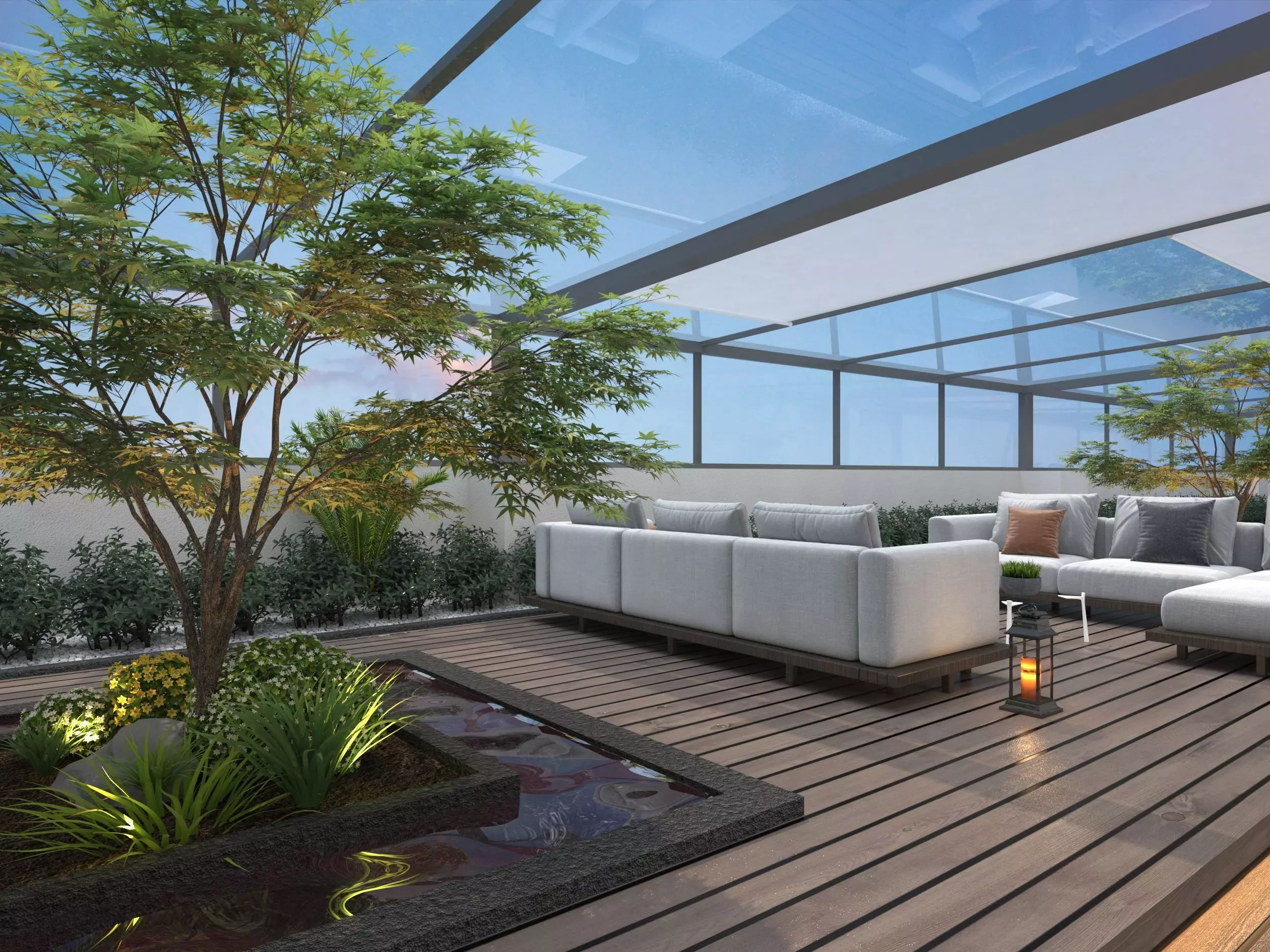 Garden balcony Low-poly 3D model_1