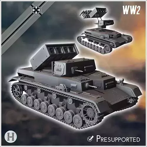 Panzer IV Ausf E with rockets Raketenwerfer ahf Fahrgestell - Ge 3D print model
