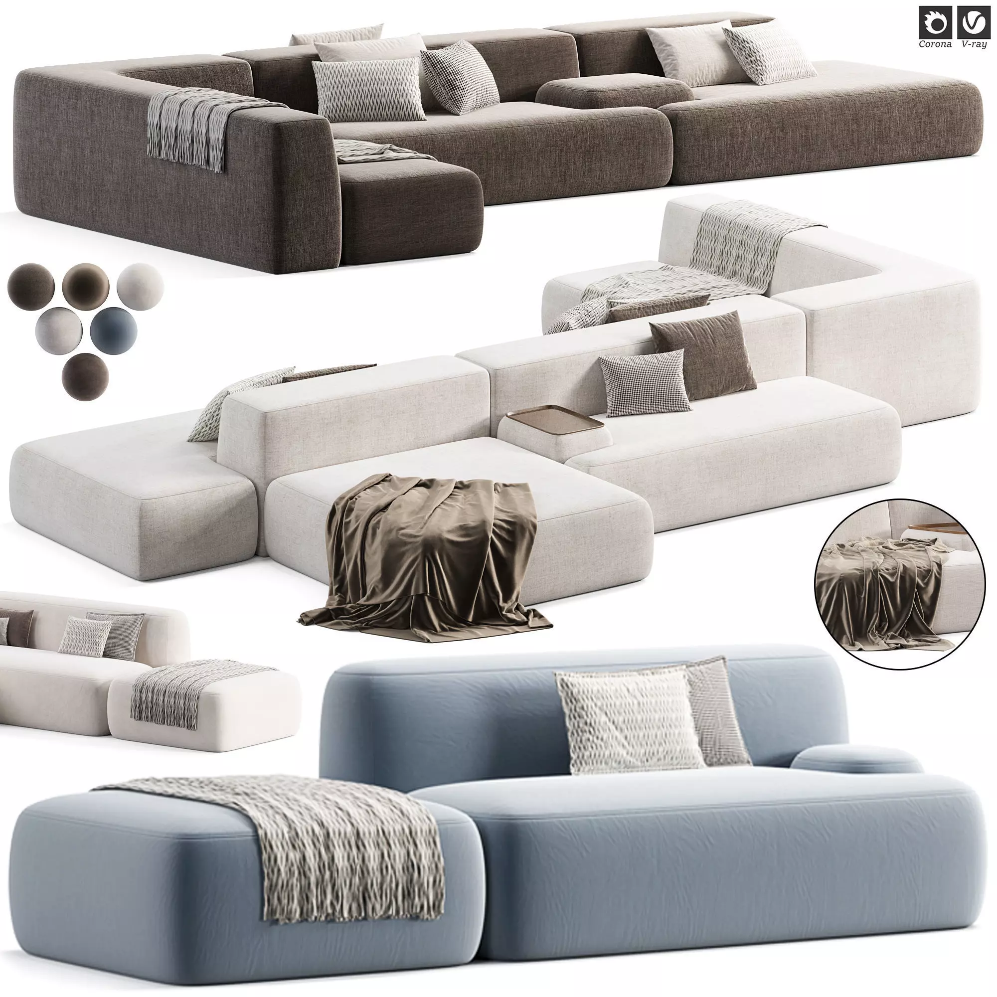 Lema Colud Sectional Sofa 3D model_1