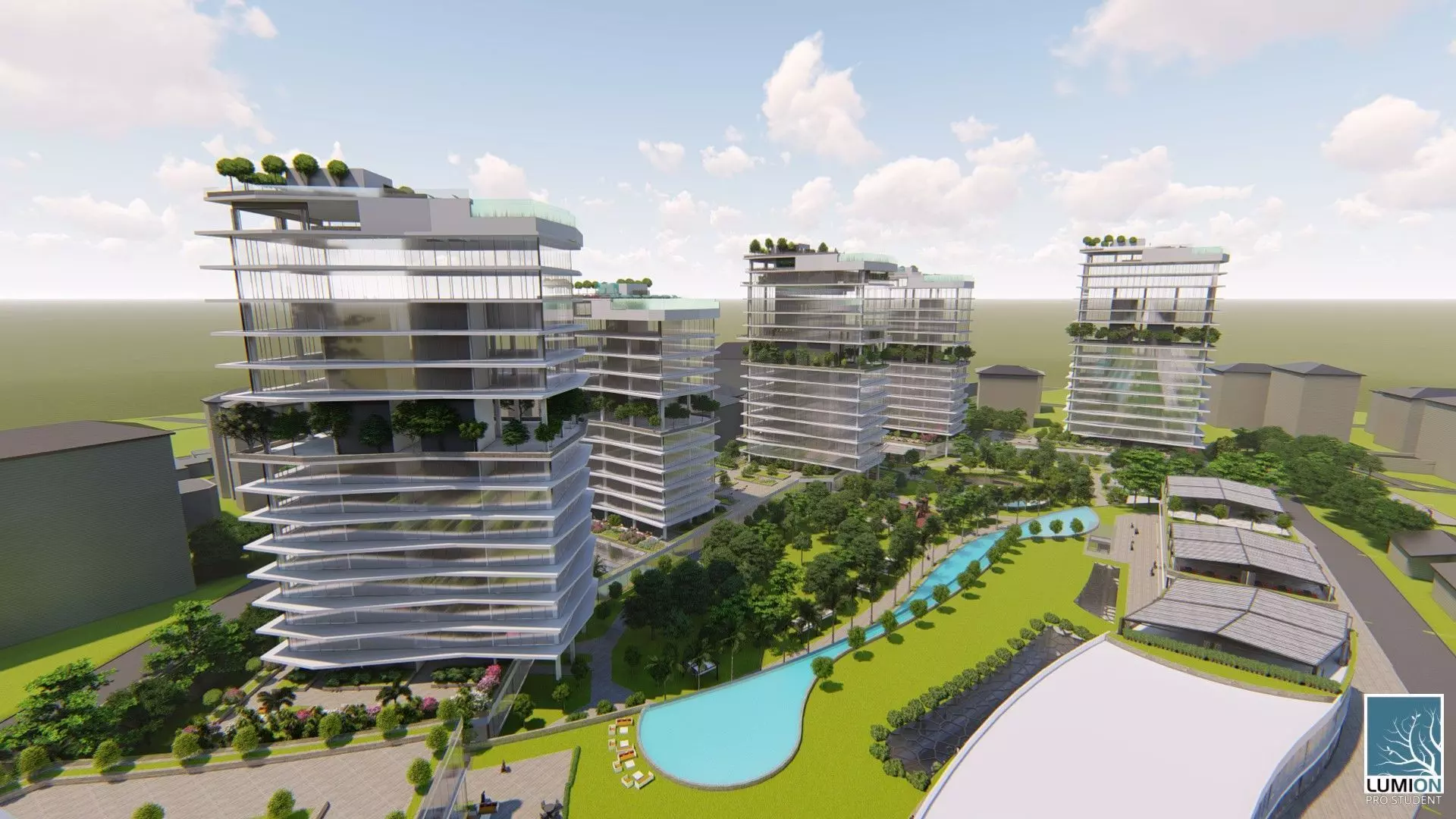 Highrise Residences Offices Shopping Mall Complex 3D model_15