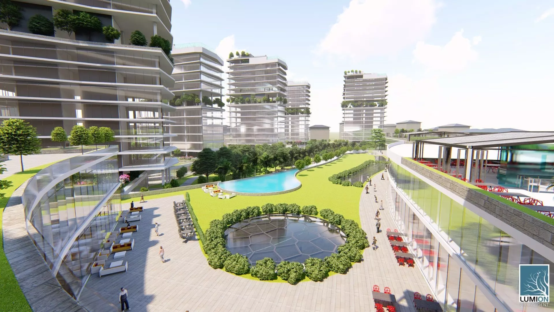 Highrise Residences Offices Shopping Mall Complex 3D model_9