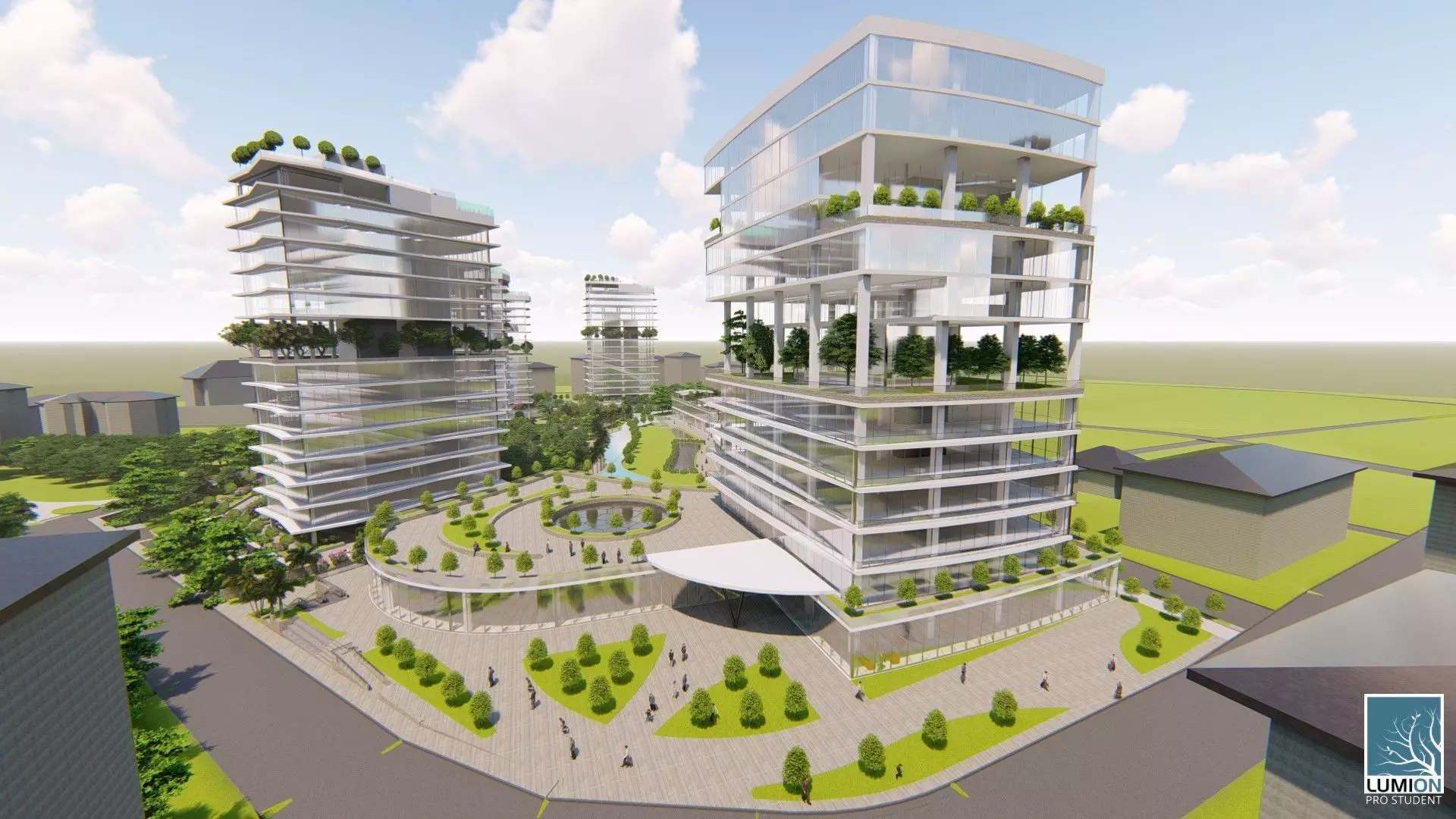 Highrise Residences Offices Shopping Mall Complex 3D model_10