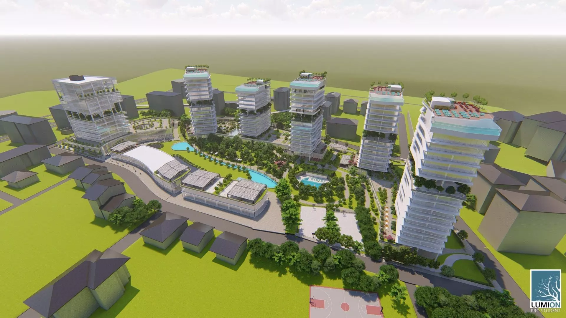 Highrise Residences Offices Shopping Mall Complex 3D model_0