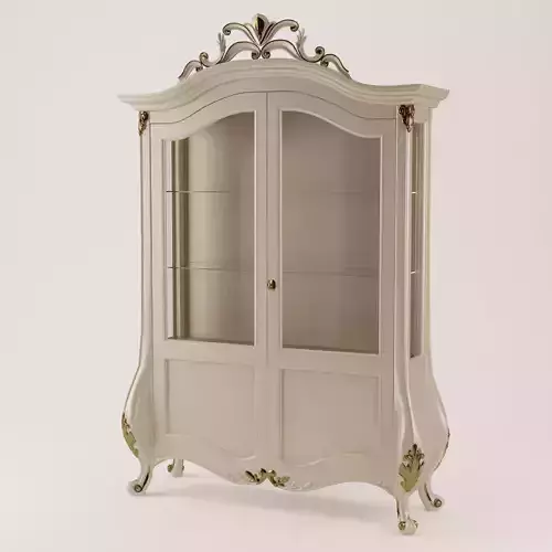 Showcase ornate cabinet with glass doors