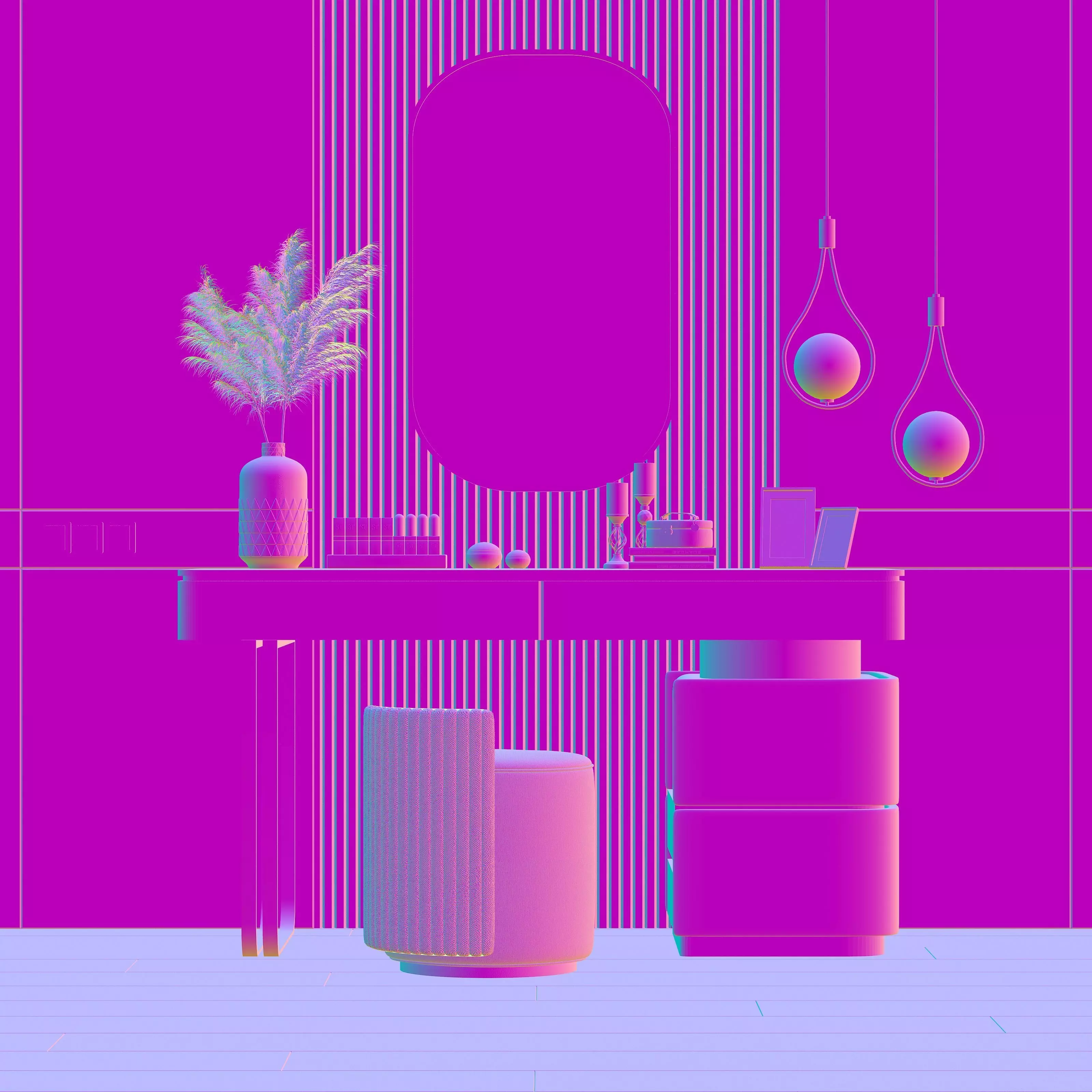 Modern Dressing Table 3D Model 3D model_1