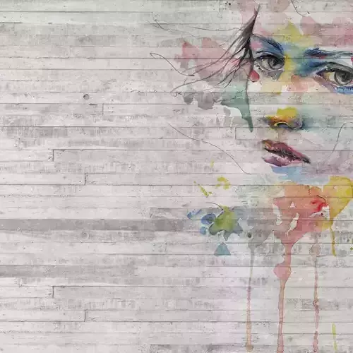Watercolor Face on Board Form Concrete Wallpaper Texture