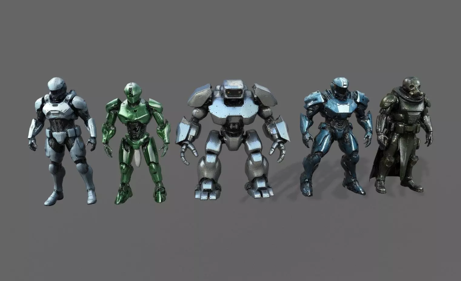Cyborg Fighter Pack 1 Low-poly 3D model_0