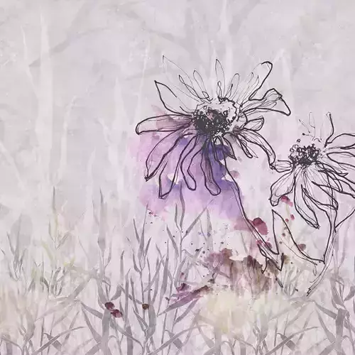 Ink Sketch Wildflowers Wallpaper Texture 