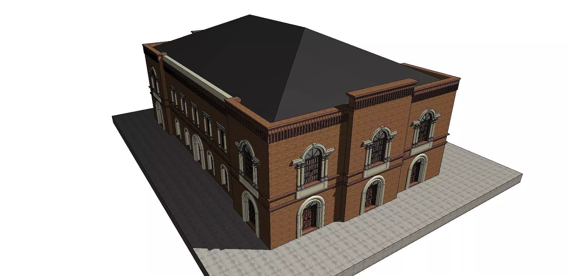 sunagogue in Czarnkow - brick model 3D model_6