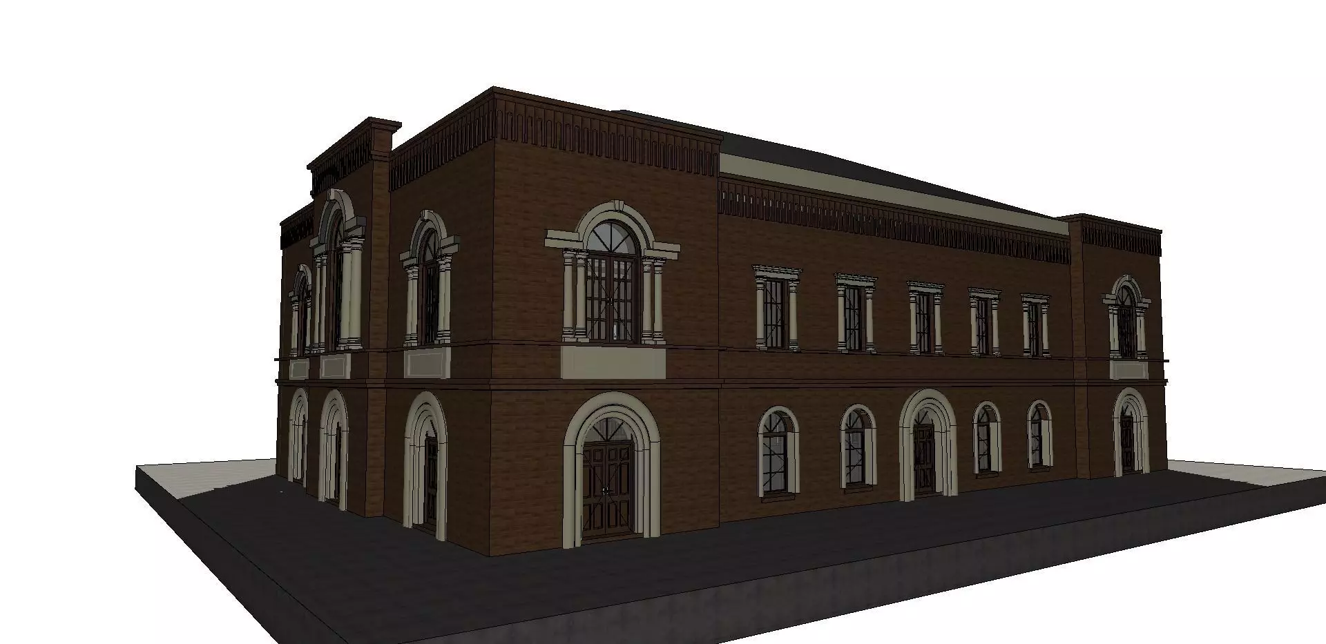 sunagogue in Czarnkow - brick model 3D model_2